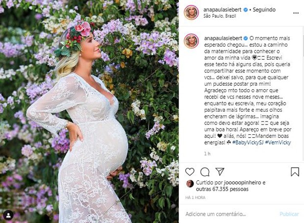 Ana Paula Siebert dá entrada na maternidade (Foto: Reprodução / Instagram)