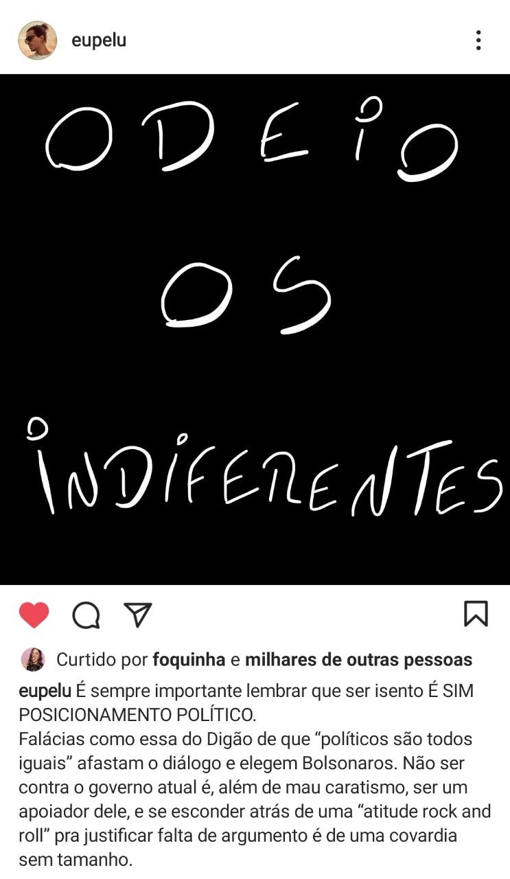 Pe Lu critica Digão (Foto: Reprodução: Instagram)