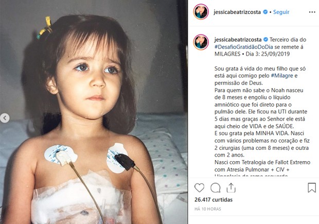 Jéssica Beatriz Costa quando criança (Foto: Reprodução/Instagram)