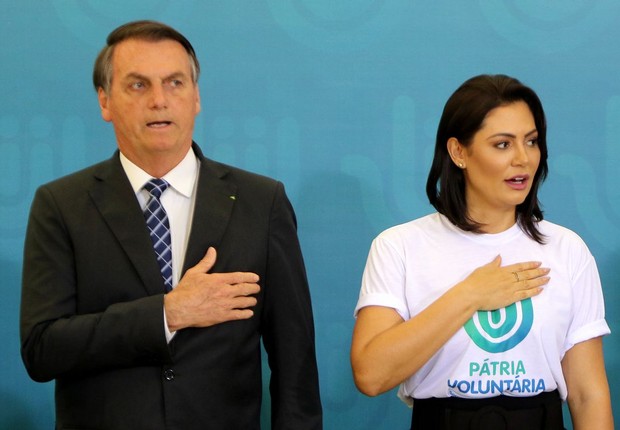 Programa Nacional de Incentivo ao Voluntariado é inaugurado por Jair Bolsonaro e Michelle Bolsonaro (Foto: Wilson Dias/Agência Brasil)