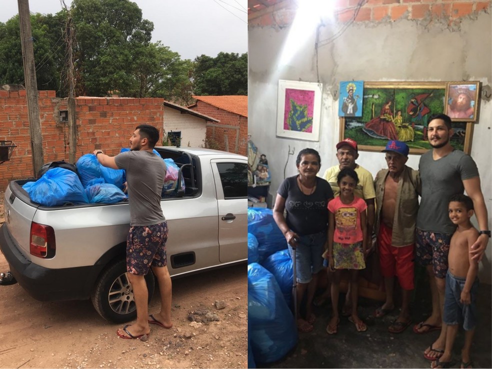 Juliano Meneses fez doações na Vila Santo Antônio no primeiro dia de 2020 — Foto: Arquivo Pessoal