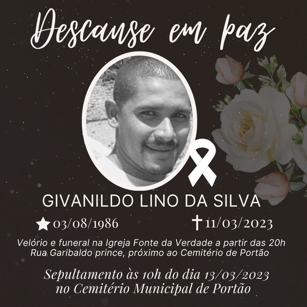 Homem que morreu em ação policial no bairro de Portão, na RMS, será enterrado na segunda — Foto: Redes sociais