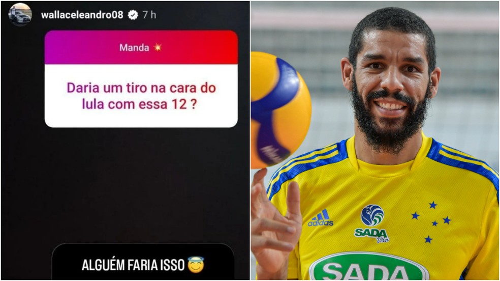 Wallace e o post de ameaça contra o presidente Lula — Foto: Reprodução e Divulgação