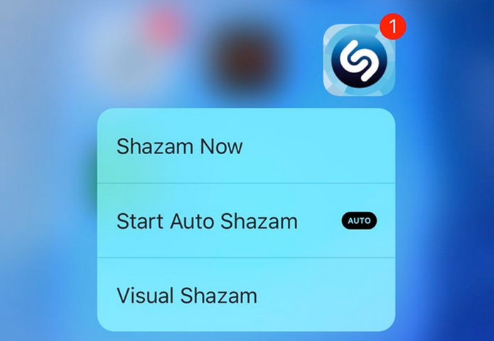 Shazam oferece busca rápida com toque forçado no ícone (Foto: Reprodução/The Verge)