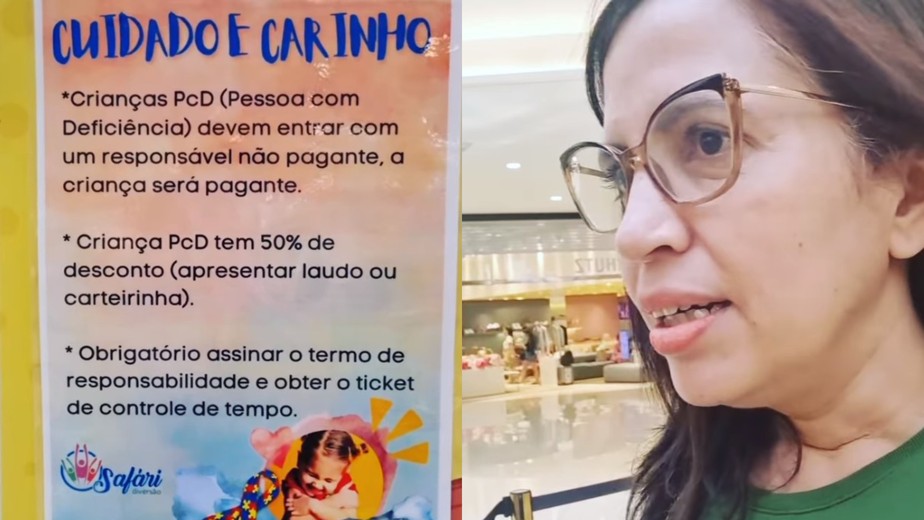 Mãe denunciou discriminação contra crianças com deficiência em brinquedoteca de shopping no DF