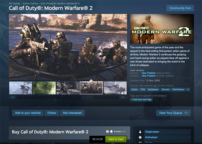 Pague e baixe o Call of Duty Modern Warfare 2 (Foto: Reprodução/Murilo Molina)