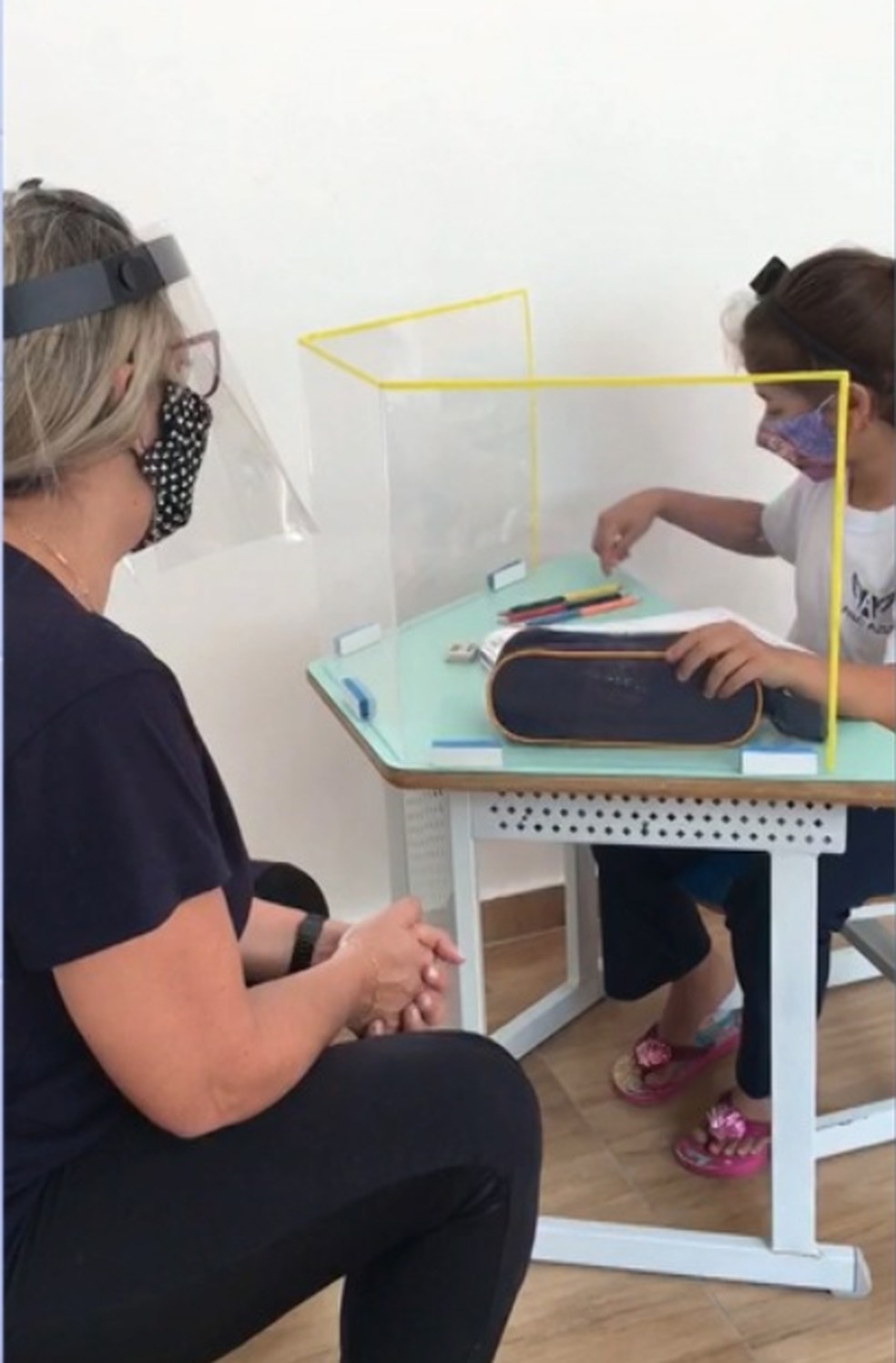 Escola particular de educação infantil retomou aulas presenciais nesta terça-feira (8) em Taubaté — Foto: Reprodução/ TV Vanguarda 