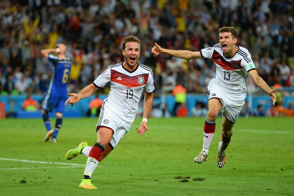 Mario Götze comemora o gol contra a Argentina — Foto: Getty Images