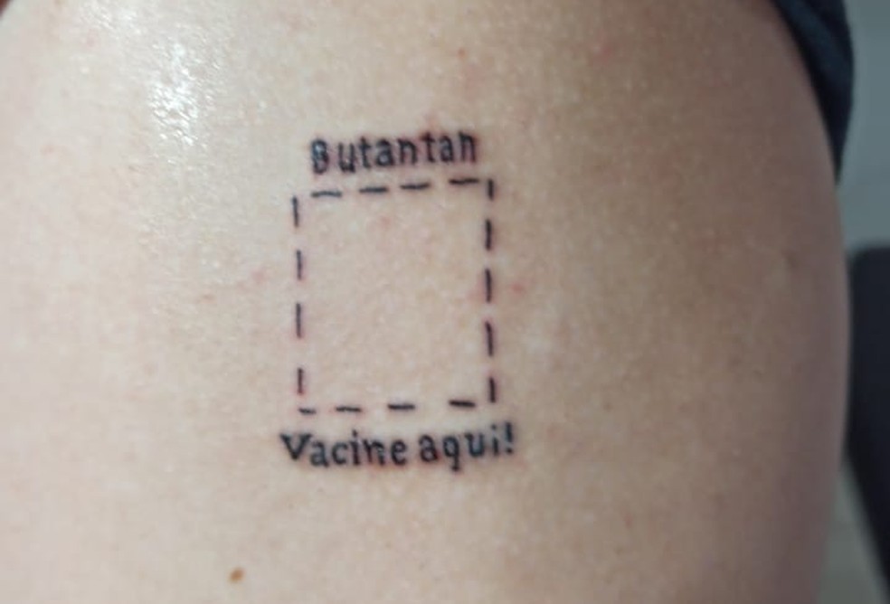 Morador do interior de SP tatua espaço para receber vacina CoronaVac — Foto: Arquivo pessoal