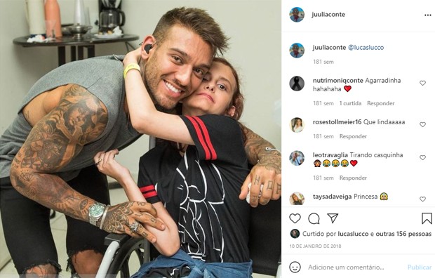 Lucas Lucco e a fã Julia Conte em 2018 (Foto: Reprodução/Instagram)