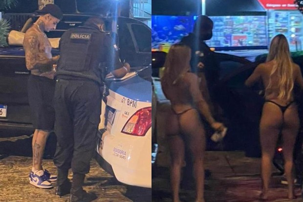 PK Delas sendo preso com mulheres no Rio (Foto: Quem/ Ed. Globo)