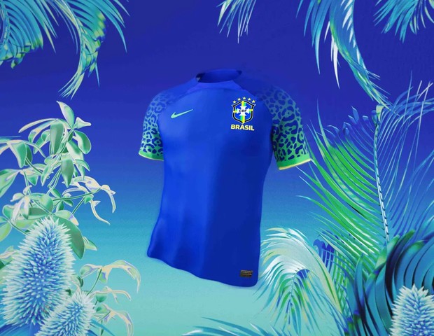 Detalhes da camisa azul do Brasil, uniforme secundário da seleção brasileira (Foto: Reprodução/Nike)