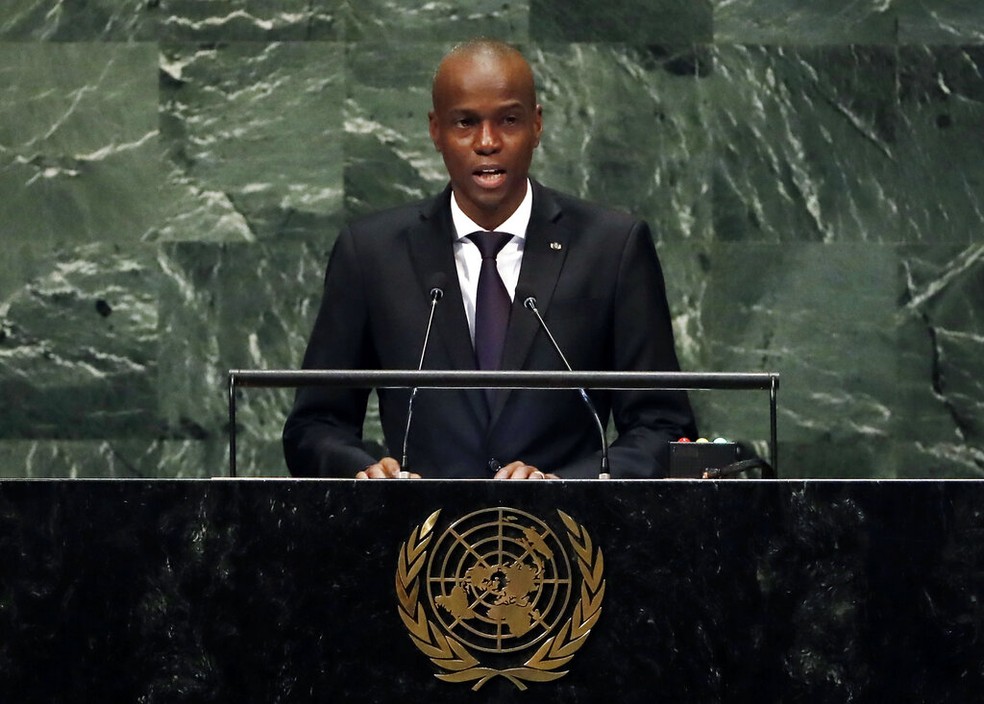 Jovenel Moise em 2018, durante a Assembleia Geral da ONU — Foto: Richard Drew/AP