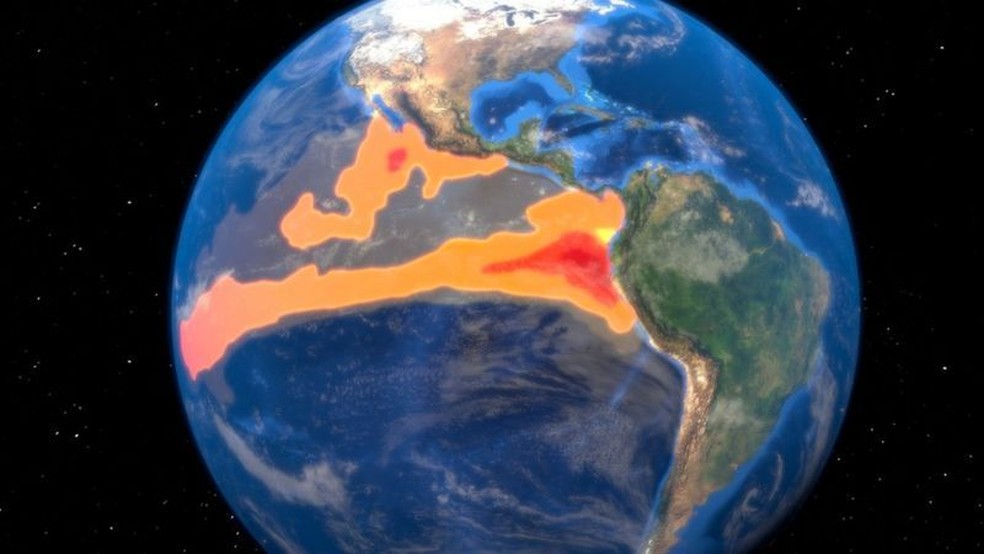 El Niño ilustrado no globo terrestre — Foto: GETTY IMAGES/via BBC