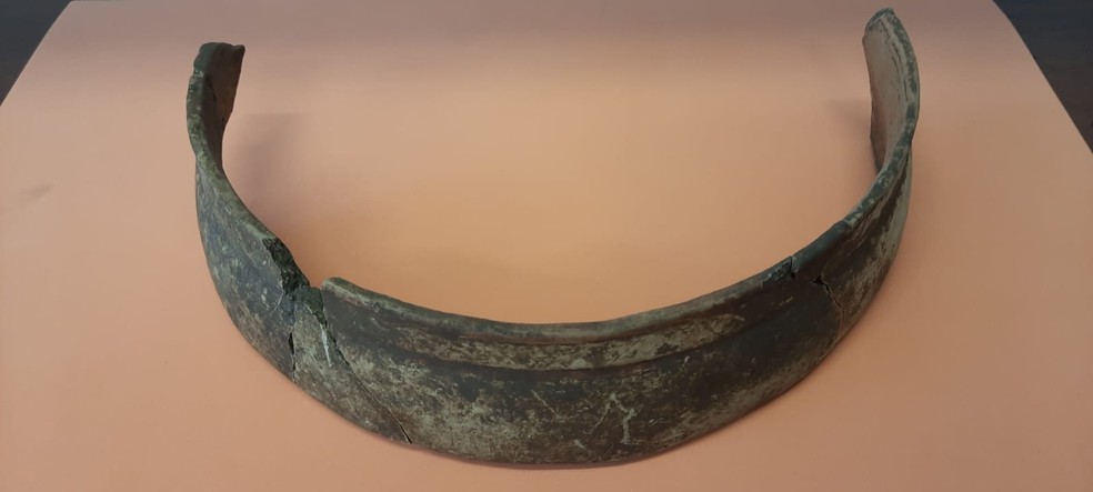 Objeto de cerâmica encontrado nas proximidades das Catartas do Iguaçu  — Foto: Centro de Investigações Cientificas Argentinas e Universidade Nacional da Prata