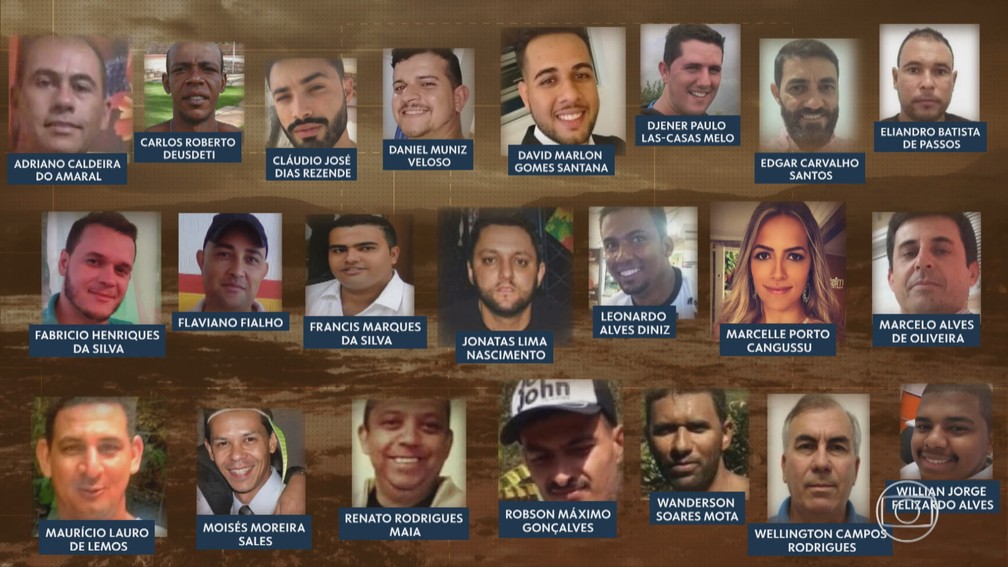 As 22 primeiras vÃ­timas a serem identificadas em Brumadinho â€” Foto: ReproduÃ§Ã£o/TV Globo