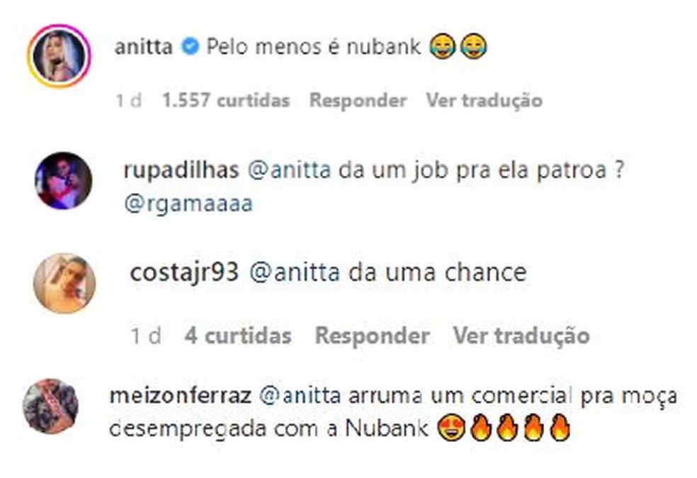 Anitta ficou sabendo da história, comentou e virou alvo de campanha nas redes sociais — Foto: Reprodução