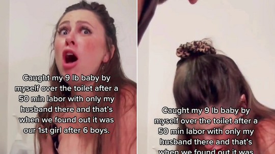 Mãe dá à luz em um banheiro e descobre o sexo do bebê na hora do parto