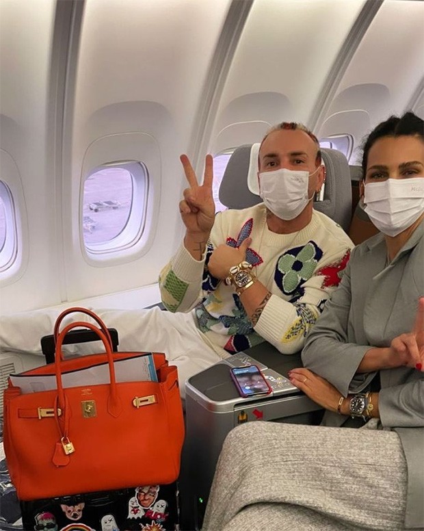 Fernanda Motta e Matheus Mazzafera a caminho de Paris (Foto: Reprodução/ Instagram)