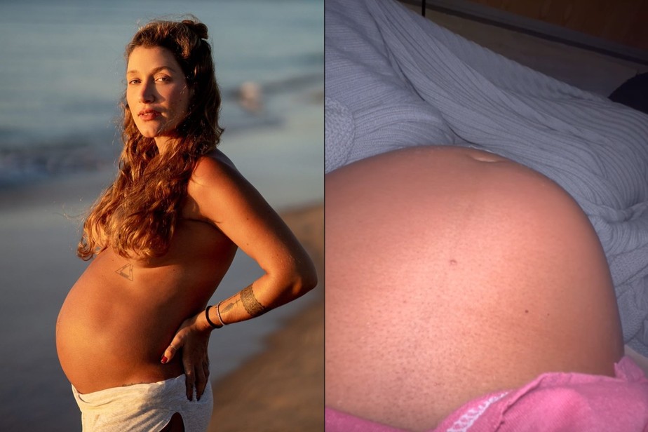 Gabriela Pugliesi mostra barriga se mexendo no nono mês de gravidez