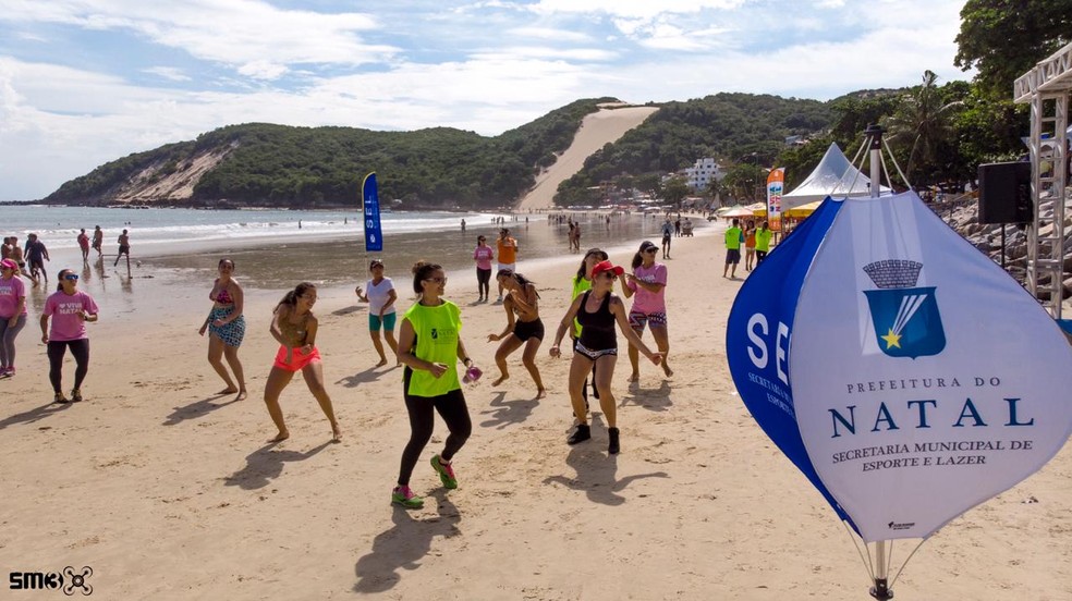 Ponta Negra recebeu a primeira edição do Viva Natal na Praia: união de esporte, lazer e paisagem privilegiada. — Foto: SEL/PMN/Divulgação