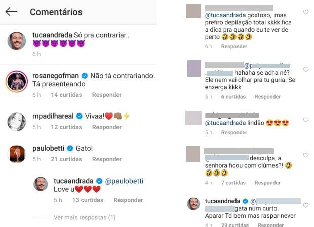 Seguidores comentam foto de Tuca Andrada (Foto: Reprodução/Instagram)