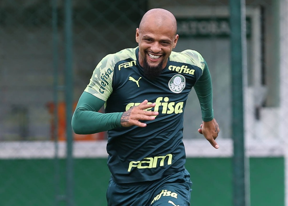 Felipe Melo durante treino do Palmeiras — Foto: Cesar Greco / Ag Palmeiras