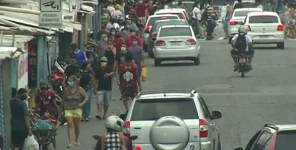 Bairro Alecrim teve movimento mesmo co isolamento social &mdash; Foto: Reprodu&ccedil;&atilde;o/Inter TV Cabugi