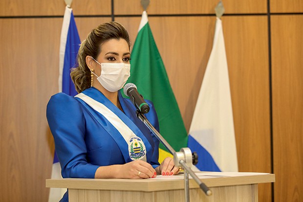 Cinthia Ribeiro em 2020, na posse como prefeita de Palmas (Foto: Arquivo Pessoal)