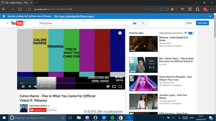 Cortana identifica músicas do YouTube no Microsoft Edge e sugere letras (Foto: Reprodução/Elson de Souza)