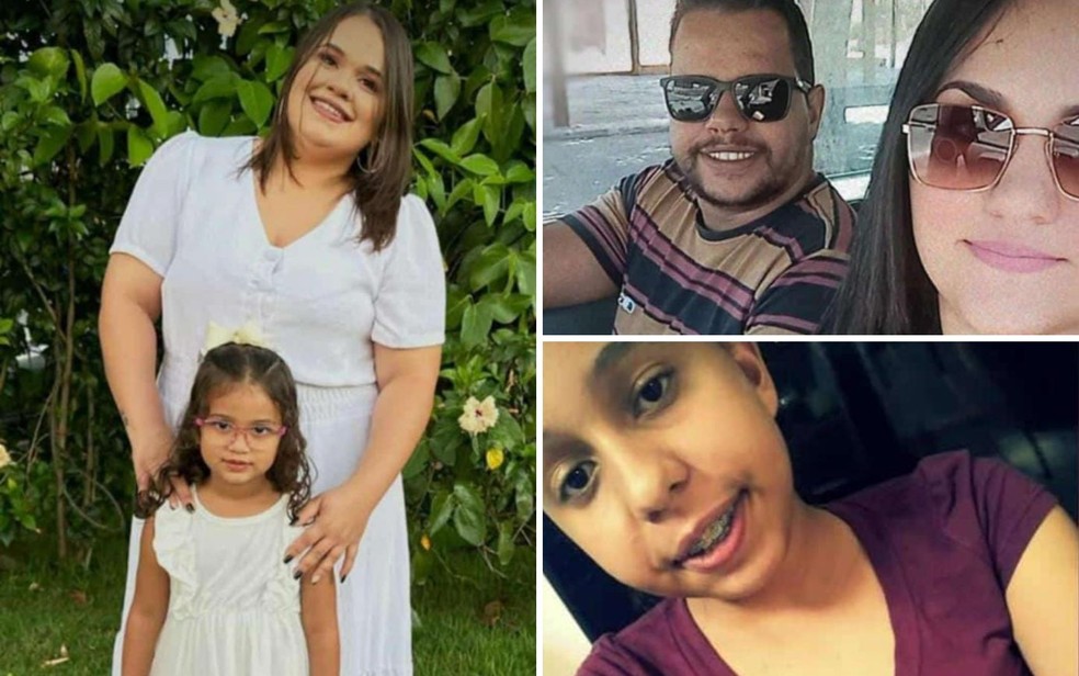 Thiago Martins, Mariany Martins, Thalita Rafaela, Maria Alice e Julia Gabriele Martins morreram em um acidente em Itumbiara Goiás — Foto: Reprodução/Redes Sociais