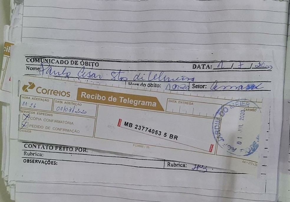 Hospital Salgado Filho diz que comunicou a morte de Paulo César através de um telegrama — Foto: Divulgação