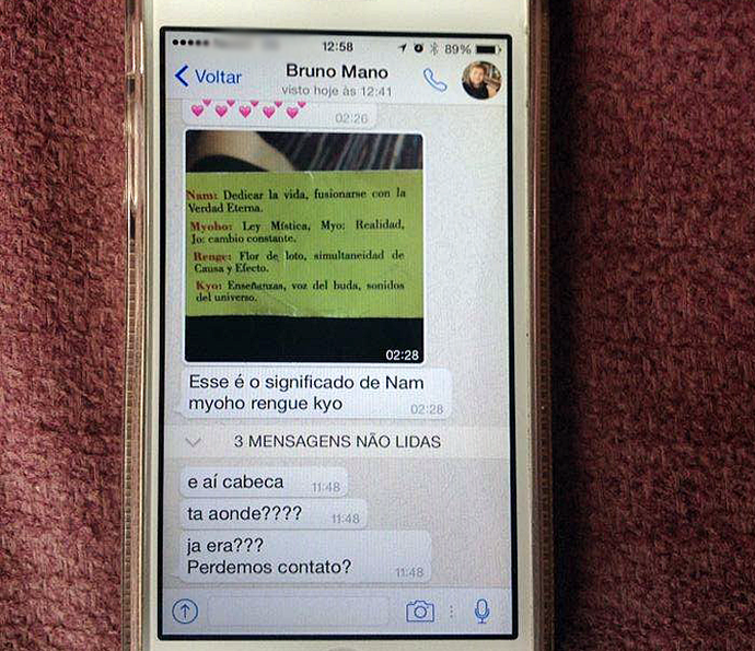 Última mensagem de Daniel no celular (Foto: Tv Globo)