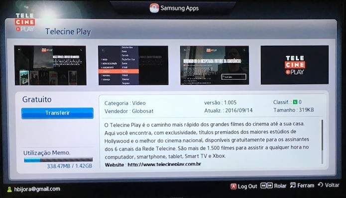 Instalando app na smart TV (Foto: Reprodução/Helito Bijora) 