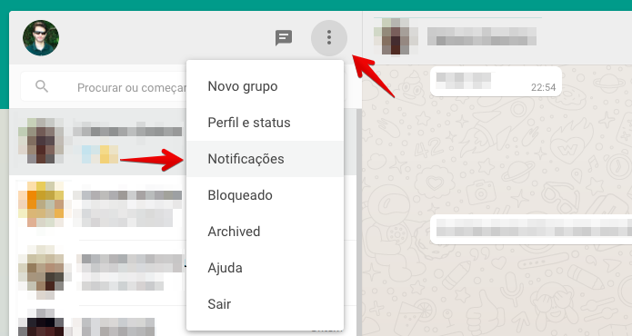Abra as configurações de notificação do WhatsApp Web (Foto: Reprodução/Helito Bijora) 