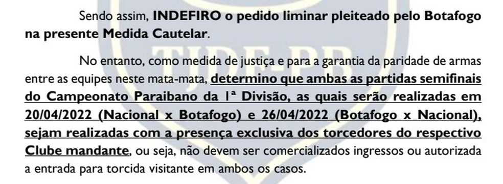 TJDF-PB, TJD-PB, Raoni Vita, Nacional de Patos, Botafogo-PB — Foto: Reprodução