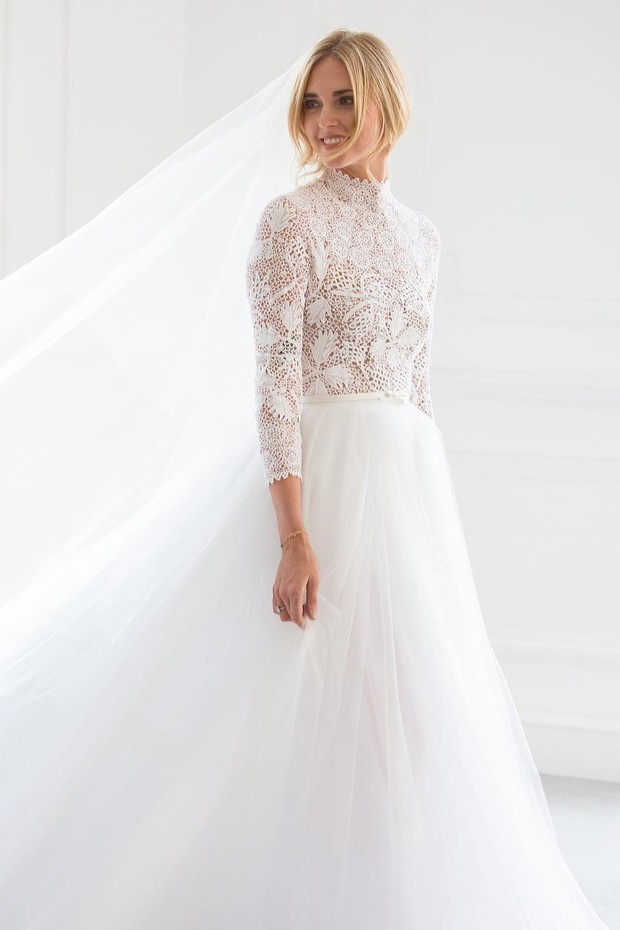 Chiara Ferragni casou a bordo de um Dior feito sob-medida para ela (Foto: Reprodução/ Instagram)