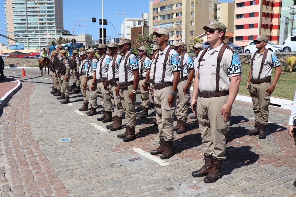 Tropa da PM nas ruas antes da pandemia — Foto: Divulgação/PM