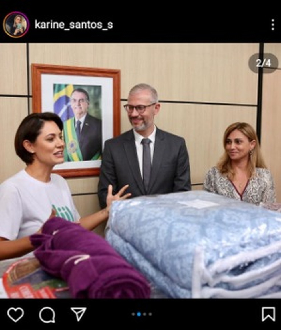 Karina Santos também postou foto com a ex-primeira-dama Michelle Bolsonaro — Foto: Reprodução