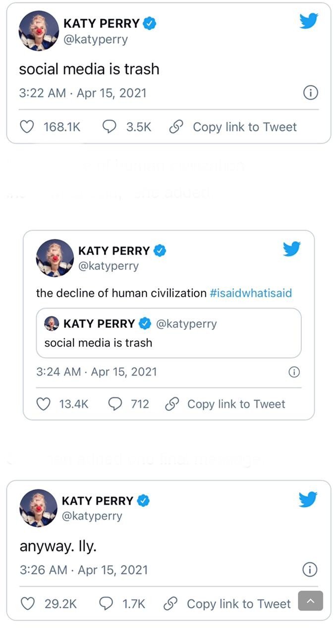 Katy Perry (Foto: Twitter/ Reprodução)