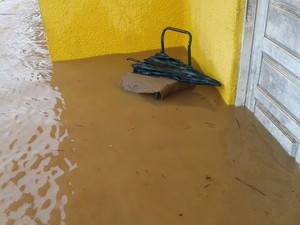 Delegacia de Igrapiúna fica alagada com chuva (Foto: Elton Mário da Silva/VC no G1)