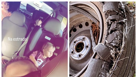 Thales Bretas passa por susto em viagem com filhos: "Nosso pneu estourou na estrada"