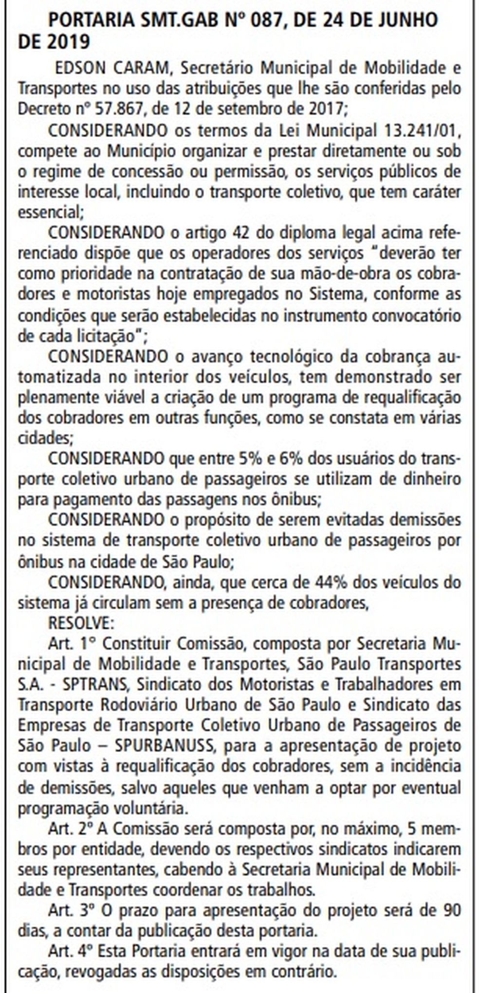 Diário Oficial de São Paulo do dia 25/06/2019 — Foto: Reprodução/Diário Oficial de SP
