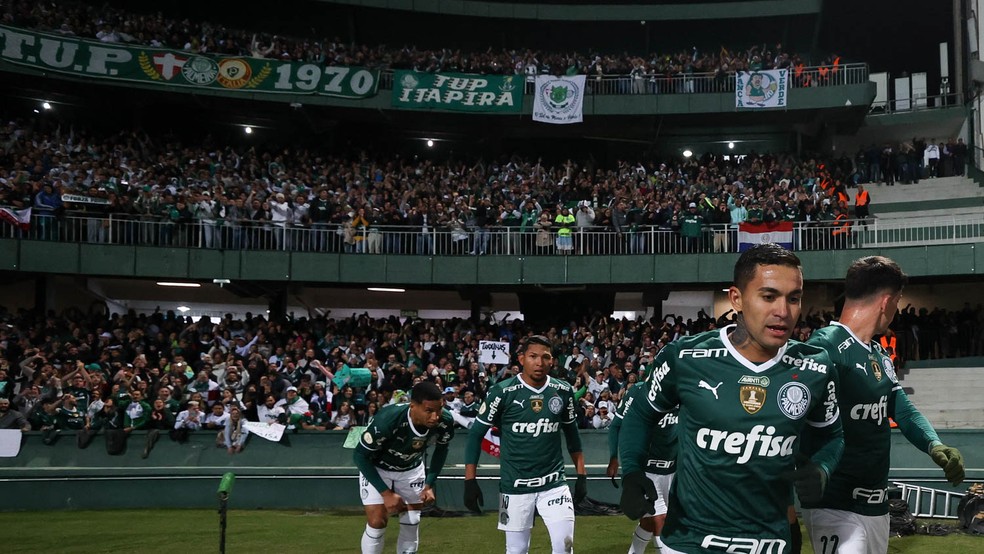Comemoração do gol do Palmeiras contra o Coritiba — Foto: Cesar Greco / Ag. Palmeiras
