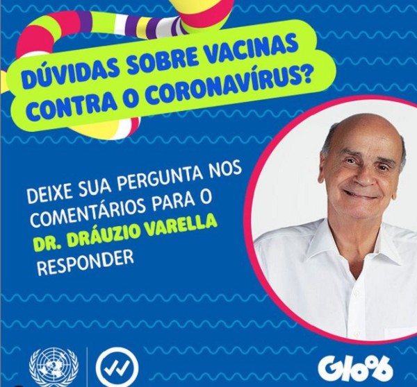 Dr. Drauzio Varella tira dúvidas de crianças sobre a vacina contra a COVID-19 (Foto: Reprodução: Instagram )