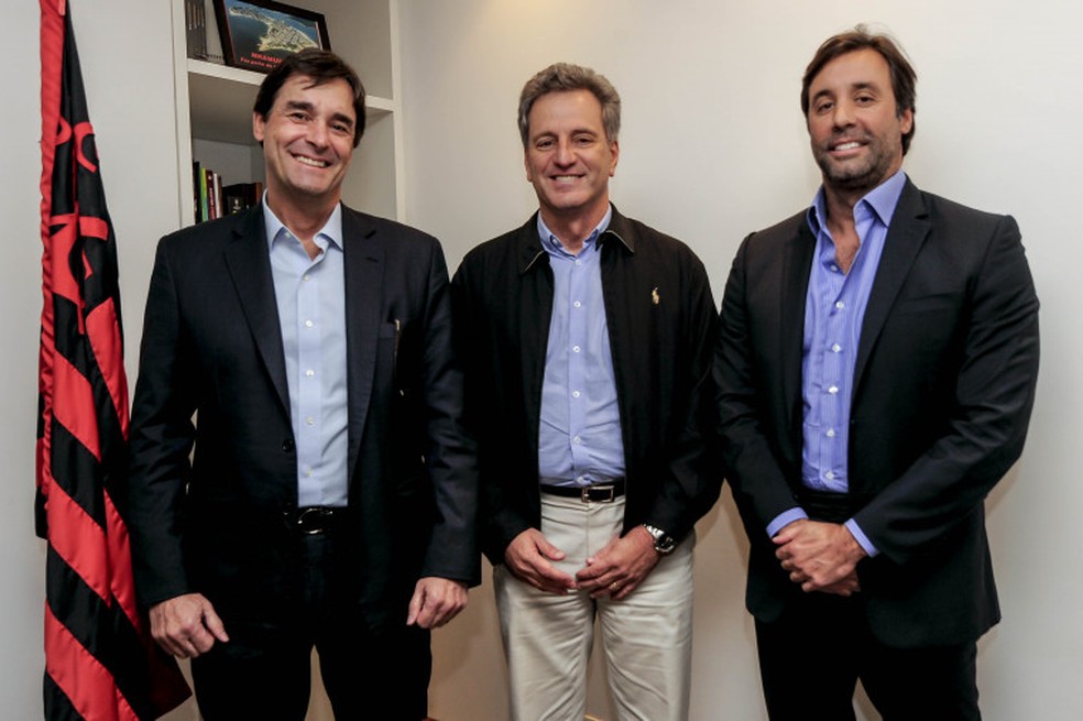 Rodrigo Guimares, Rodolfo Landim e Gabriel Guimares  Foto: Divulgao Flamengo