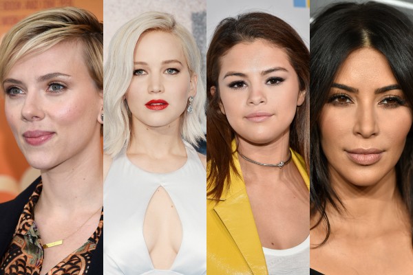 Scarlett Johansson, Jennifer Lawrence, Selena Gomez e Kim Kardashian (Foto: Getty Images)
