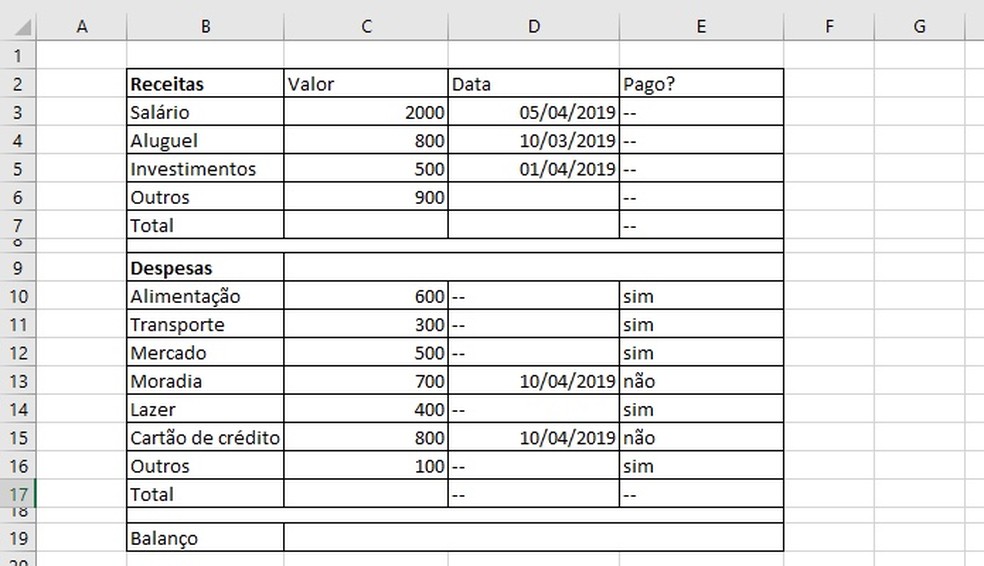 Exemplo De Planilha De Gastos Mensais No Excel Novo Exemplo 2630
