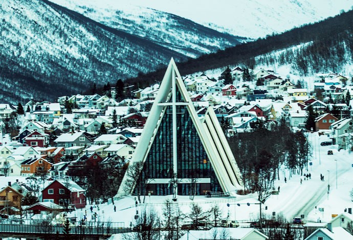 Catedral do Ártico, na cidade de Tromsø, clicada por Marco (Foto: Divulgação)