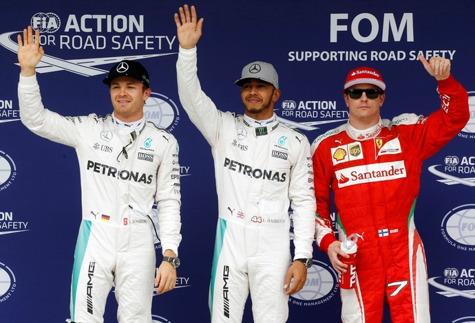 Hamilton, Rosberg e Raikkonen grid gp do brasil de f1 (Foto: Reuters)